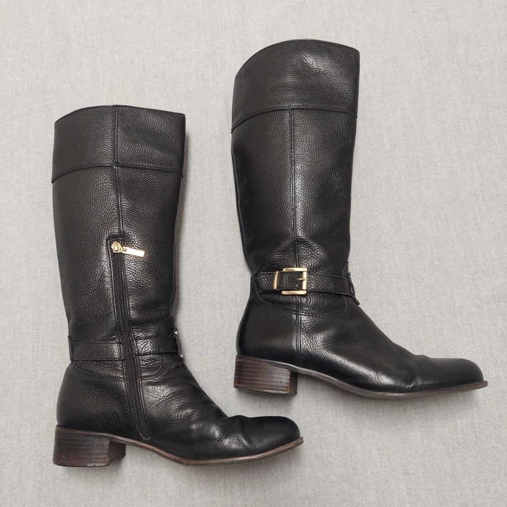 Banana Republic Riding‎ Boots Womens 10M Black Leather Knee High Zip Equestrian